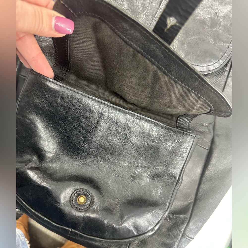 Madewell Black Leather Backpack Transport Rucksack Drawstring - Picture 2 of 7